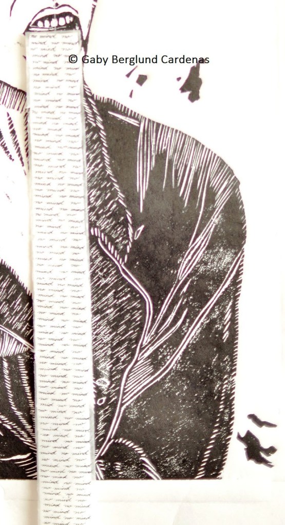 Detail/close up of my installation 'No Mind', Woodcut and Calligraphy, Size: 4 m2, 2014